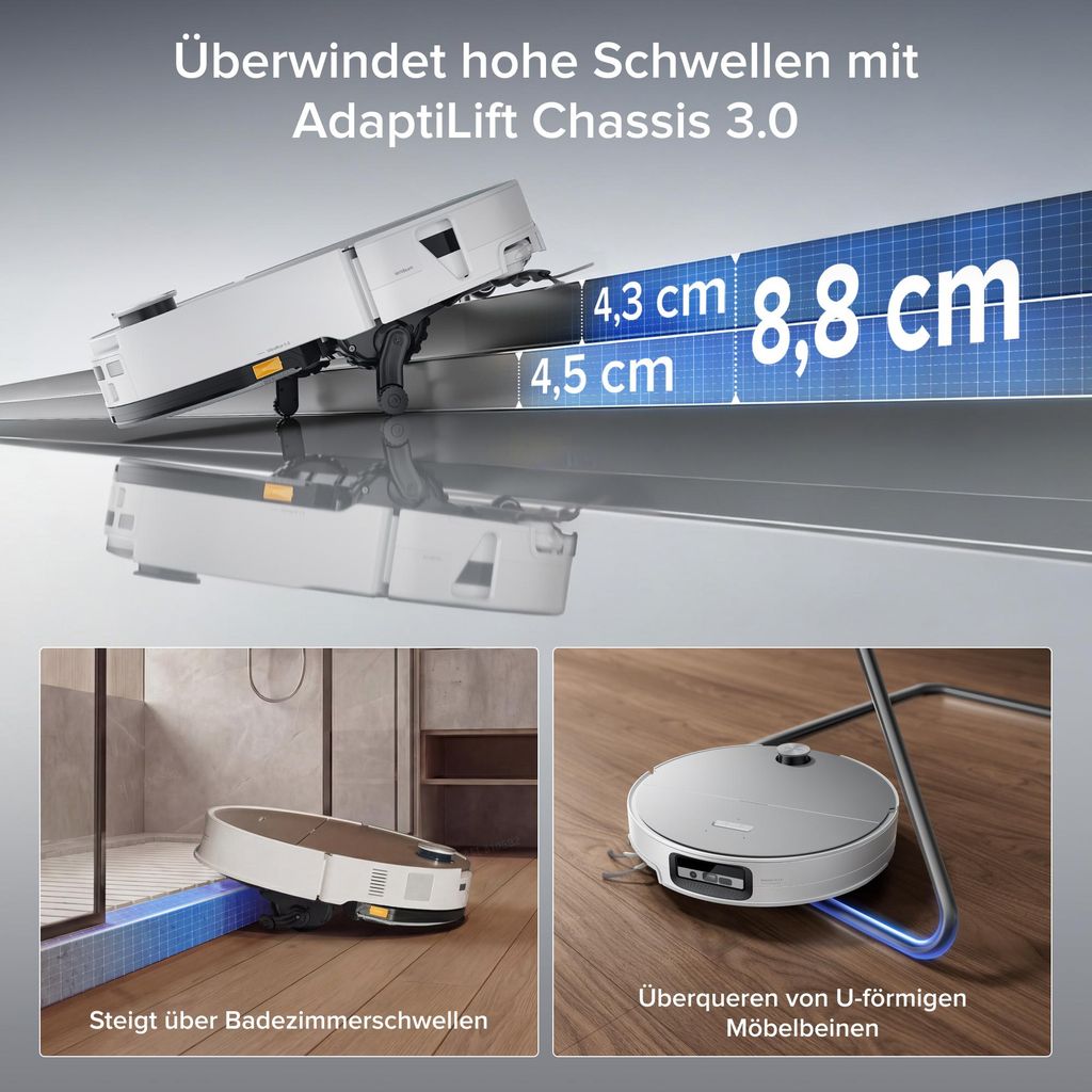 roborock Saros 20 Sonic Staubsauger Roboter, 36.000 Pa Saugroboter mit Wischfunktion, Dual Anti - Tangle System, 7,98cm Ultra - Slim Design (Weiß)