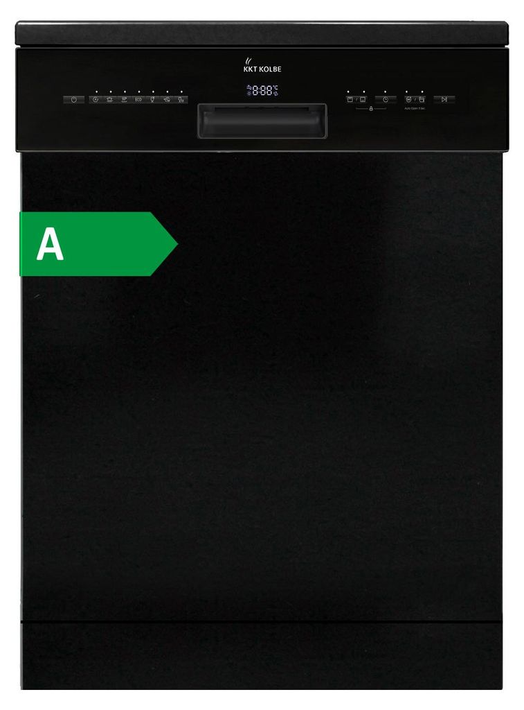KKT KOLBE Küchentechnik KKT KOLBE 60 cm Geschirrspüler Spülmaschine Schwarz Silber Freistehend, Unterbaufähig, Besteckschublade, LED - Beleuchtung, Automatische Türöffnung, höhenverstellbar, 7 Programme, 14 Maßgedecke, DW60FSS