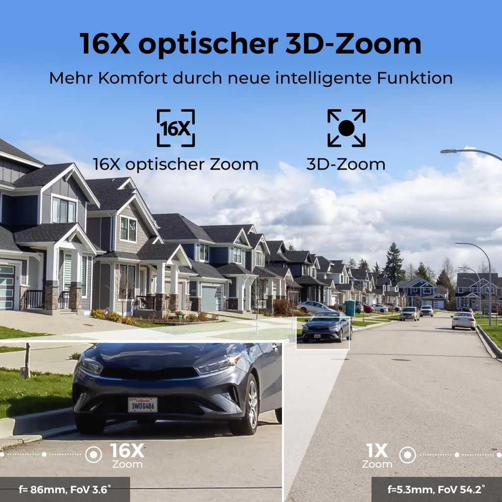 Reolink RLC - 823S2, 4K 8MP PTZ PoE Überwachungskamera, 16X Optischer Zoom, 360° Abdeckung, Auto - Tracking, Farbnachtsicht, Smarte Erkennung, IP66