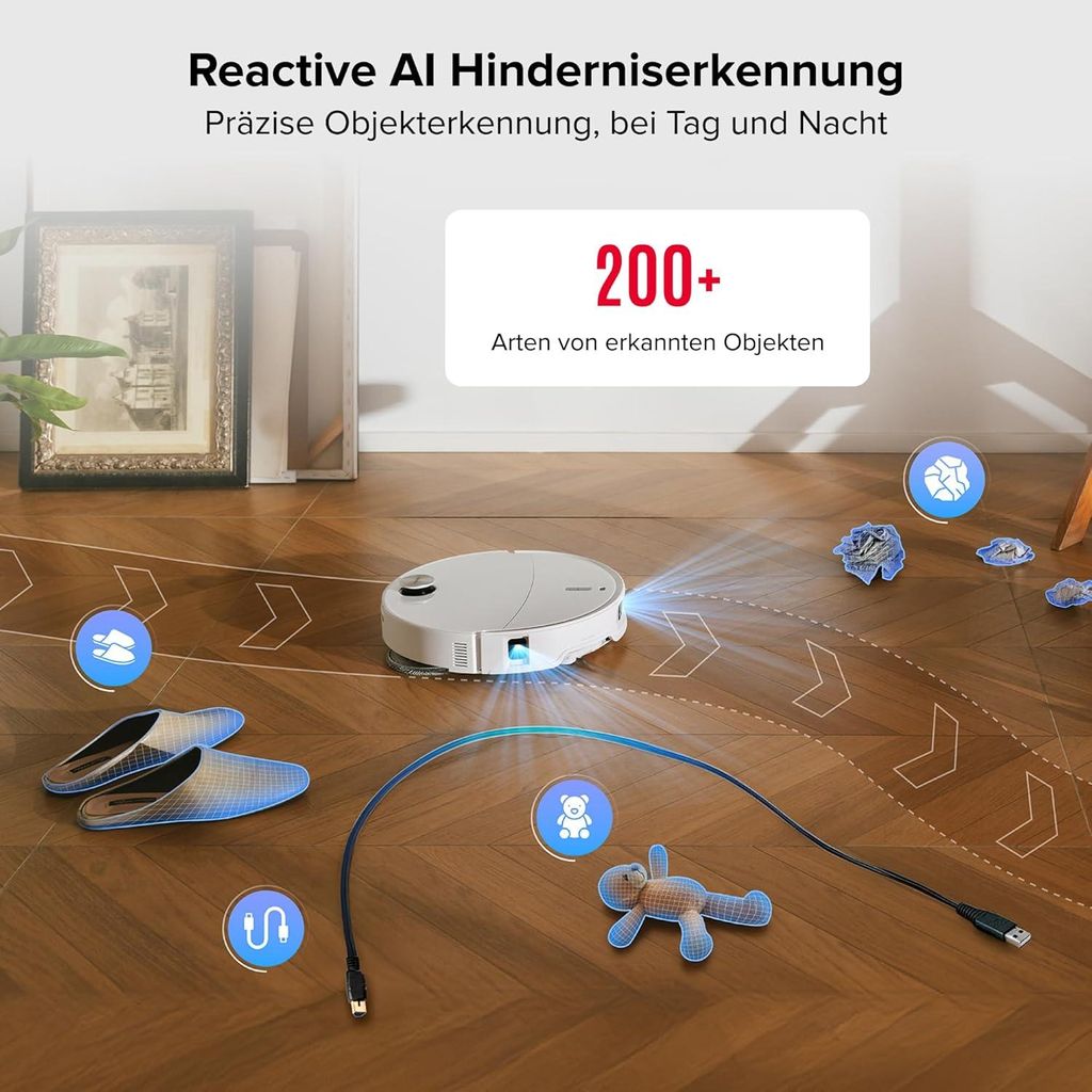 roborock Qrevo Curv 2 Pro Staubsauger Roboter, 25.000 Pa Saugroboter mit Wischfunktion und Wischmopp - Hebefunktion, 100 °C Moppwäsche mit heißem Wasser