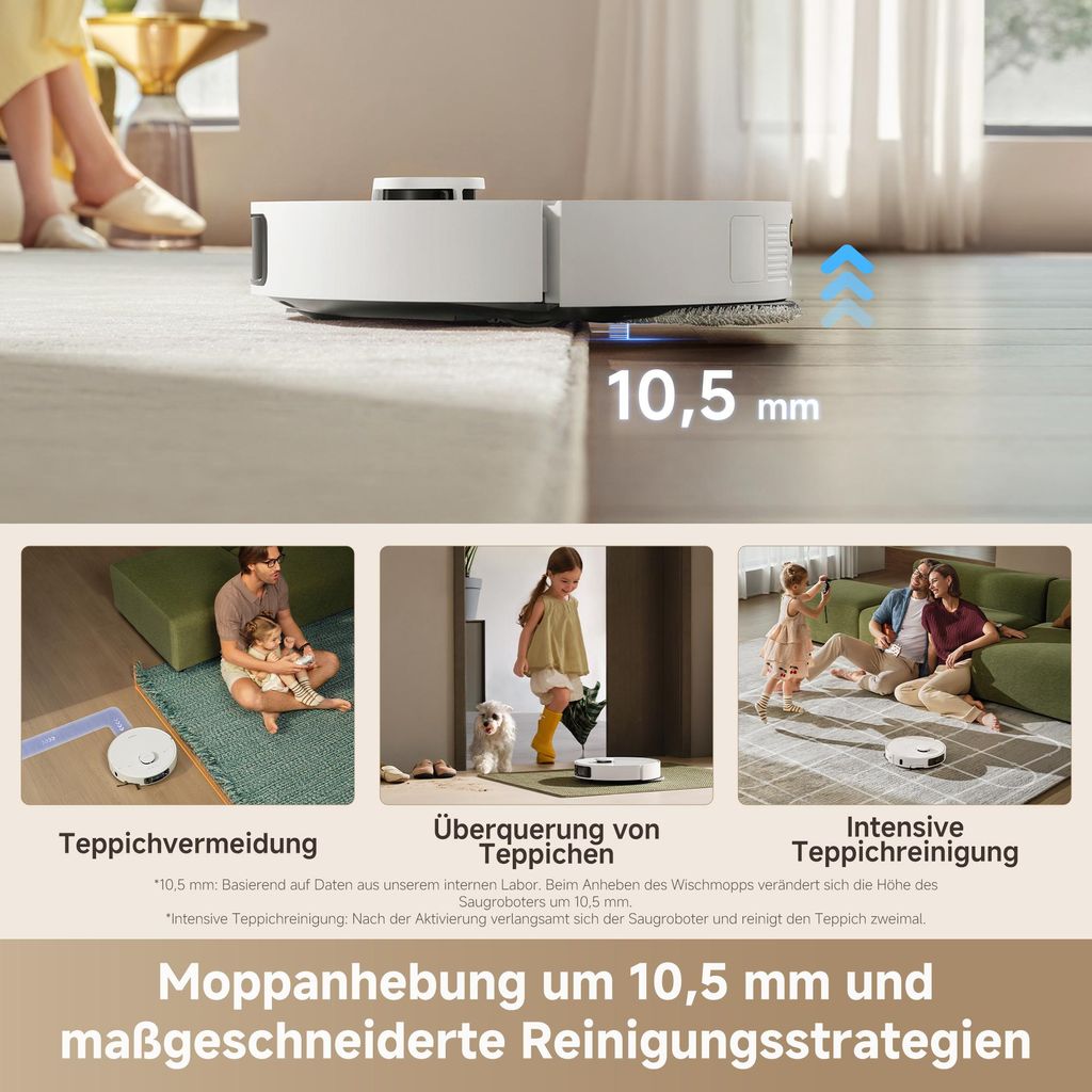 Dreame L10s Ultra Gen3 Staubsauger Roboter mit Wischfunktion&Selbstreinigender Mopp,25KPa Saugleistung,Haustiermodus,All inOne Dock,Teppichreinigung