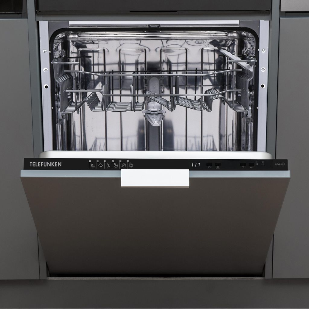 TELEFUNKEN Geschirrspüler vollintegrierbar 60 cm, Einbau Spülmaschine, 12 Maßgedecke, 6 Programme, AquaStop, GEV6012D