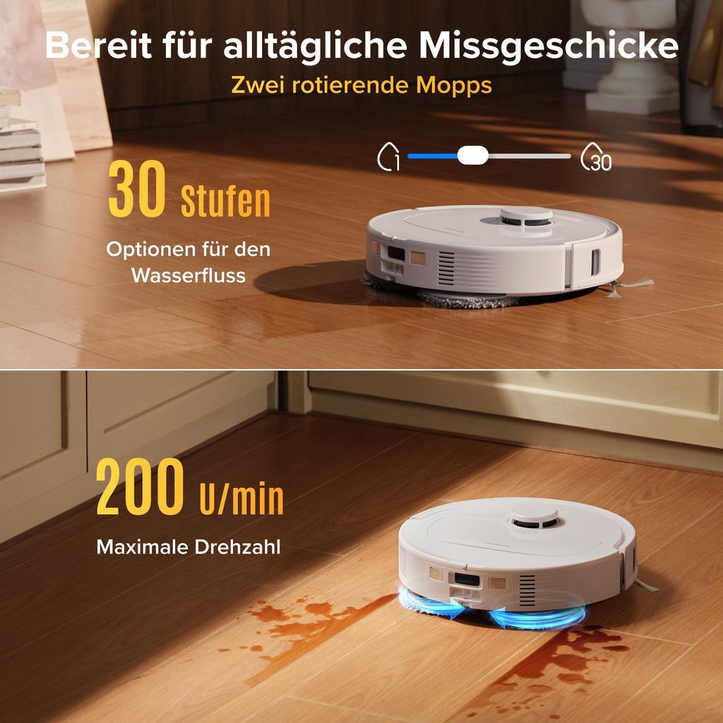 roborock Qrevo S Pro Staubsauger Roboter mit Wischfunktion, 18.500Pa(Upgrade von QV 35A), Anti - Tangle System, 75 °C Heißwasser - Moppwäsche, Weiß