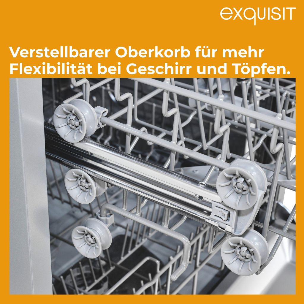 Exquisit PRO Geschirrspüler 60 cm, Unterbaufähig, EEK: C, 14 Maßgedecke, Automatische Türöffnung, Startzeitvorwahl, 11 Liter, GSP56314 - 030C silber