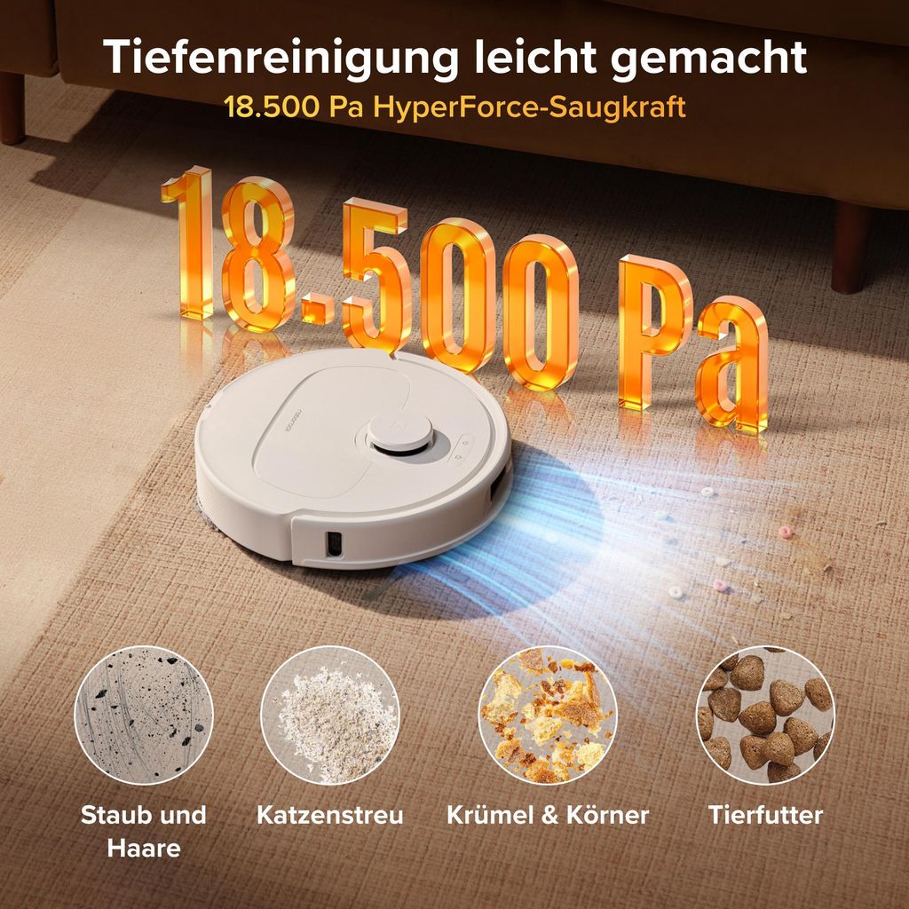 roborock Qrevo S Pro Set Staubsauger Roboter mit Wischfunktion, 18.500Pa(Upgrade von QV 35A), Anti - Tangle System, 75 °C Heißwasser - Moppwäsche, Weiß