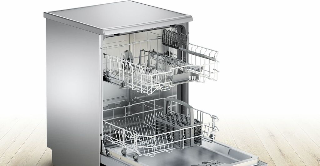 Bosch SMS25AI05E, Freistehend, Standardgröße (60 cm), Edelstahl, Edelstahl, Tasten, Drehregler, 1,75 m