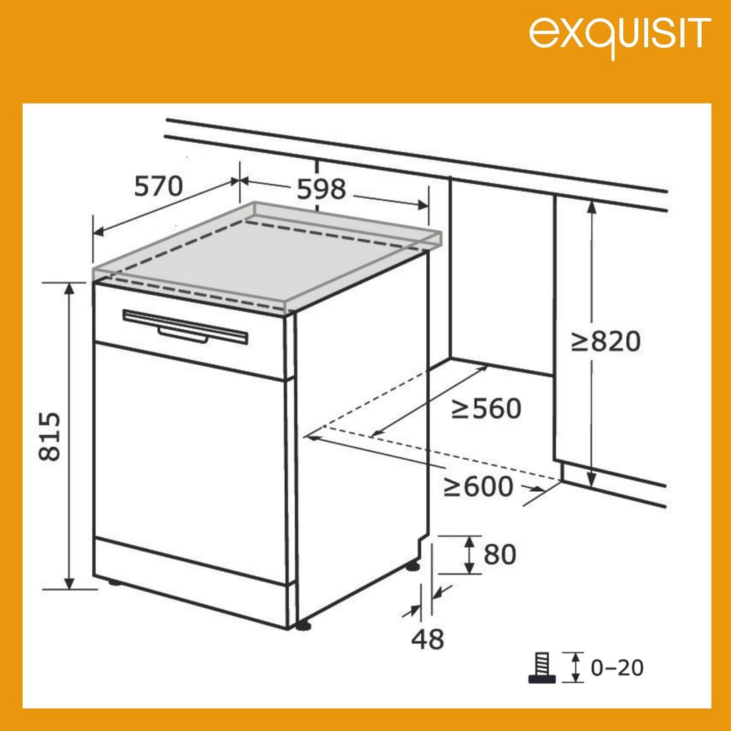 Exquisit PRO Geschirrspüler 60 cm, Unterbaufähig, EEK: C, 14 Maßgedecke, Automatische Türöffnung, Startzeitvorwahl, 11 Liter, GSP56314 - 030C silber
