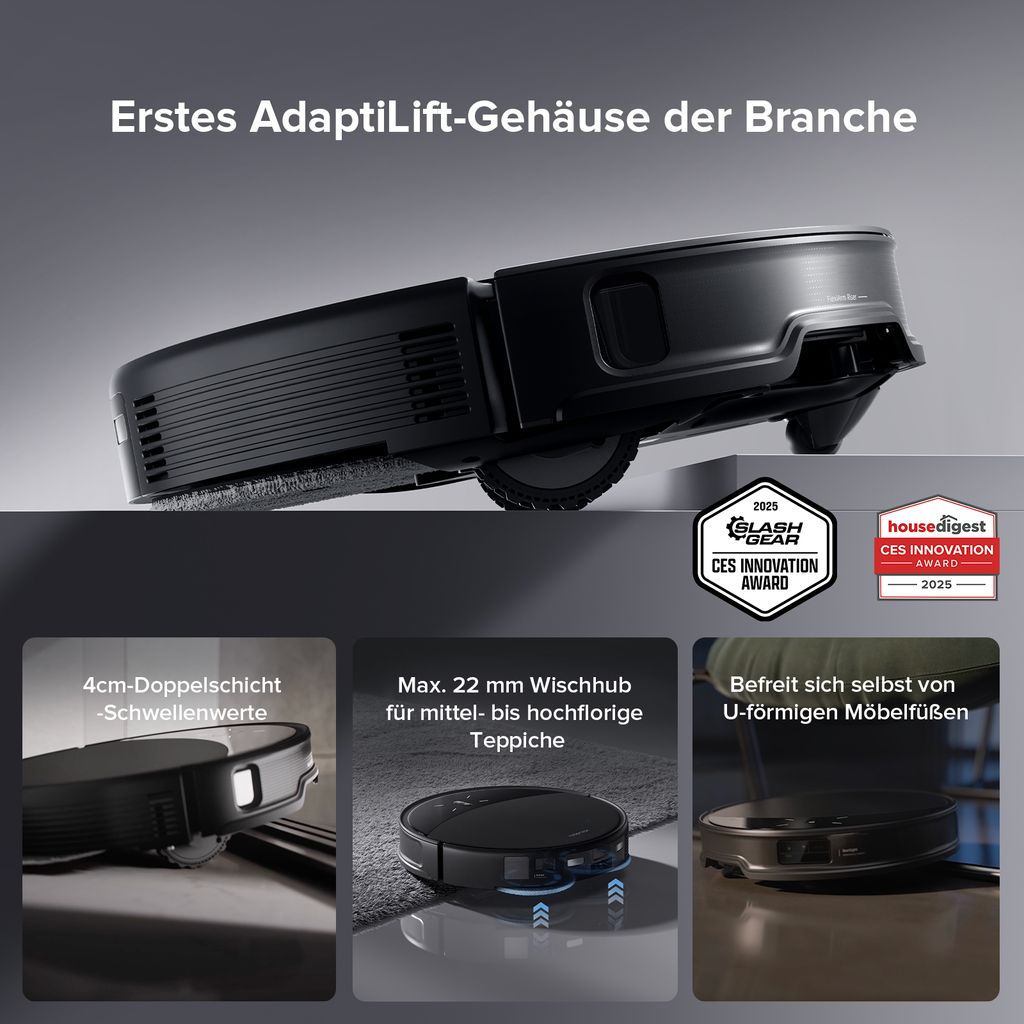roborock Saros 10R Staubsauger Roboter mit Wischfunktion, 22.000 Pa(Upgrade von S8 MaxV Ultra), 80 °C Heißwasser - Moppwäsche, 7,98cm Slim Design