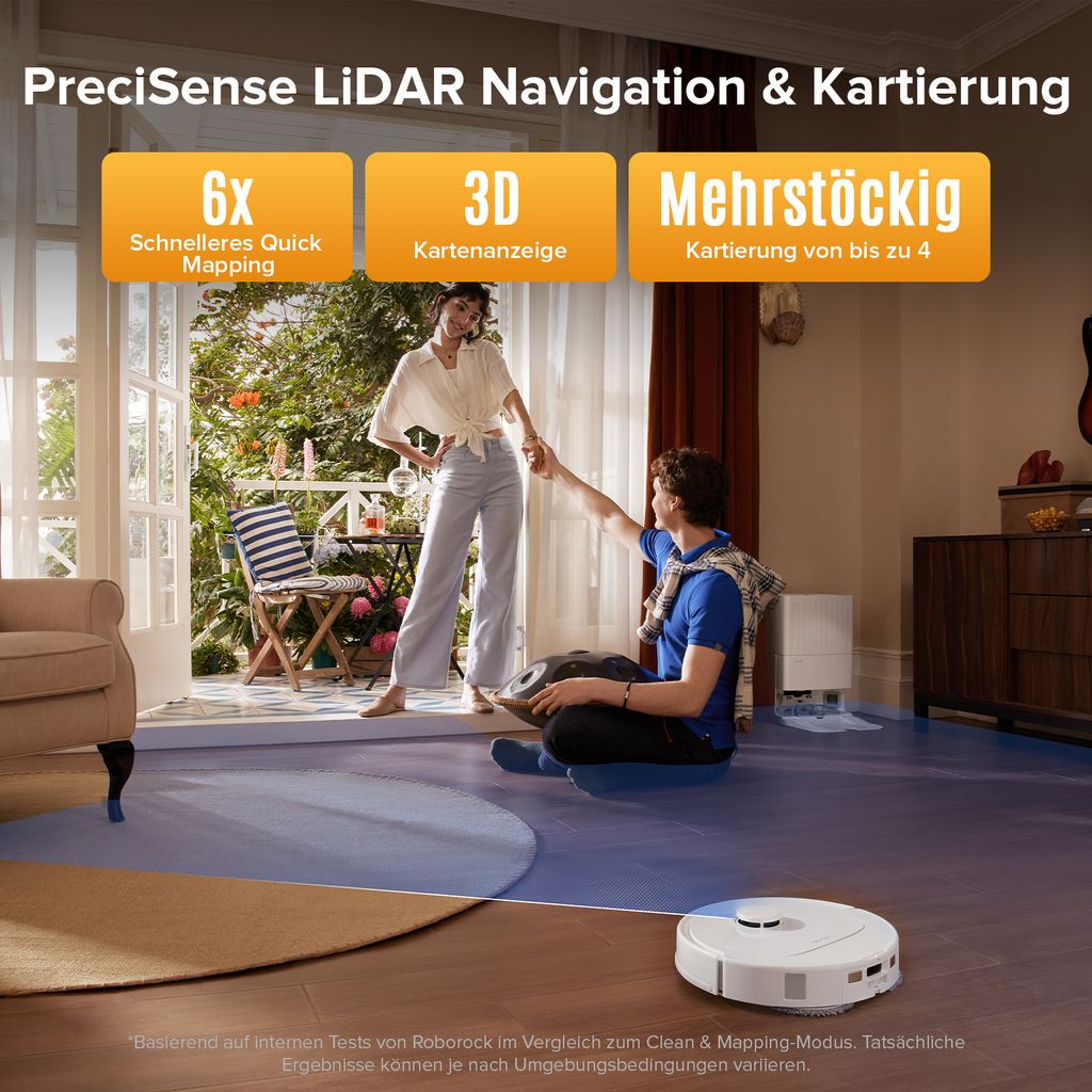 roborock QV 35S Staubsauger Roboter, 10.000 Pa Saugroboter (Upgrade von Qrevo Plus), Anti - Tangle - Bürsten, Anhebbare Schleudermopps (Weiß)