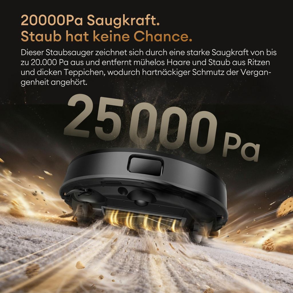 Ultenic Nass - Trocken - Saugroboter 25000Pa Saugkraft,Staubsauger Roboter mit Absaugstation 3L, 9 - in - 1 Automatikstation, Dual - Airflow - Heißlufttrocknung