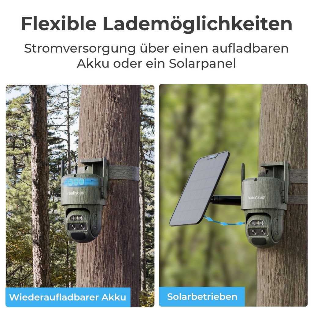 Reolink TrackMix LTE+Solarpanel - C, 4K 8MP 4G LTE Akku Dual Objektiv Überwachungskamera, Auto - Zoom & Tracking, Intelligente Erkennung, 6X Hybridzoom