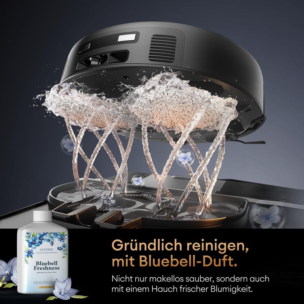Ultenic Nass - Trocken - Saugroboter 25000Pa Saugkraft,Staubsauger Roboter mit Absaugstation 3L, 9 - in - 1 Automatikstation, Dual - Airflow - Heißlufttrocknung