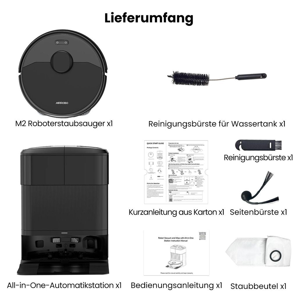 AIRROBO M2 Staubsauger Roboter, 15000Pa Saugroboter, Anti - Tangle - Bürsten, Wischroboter mit Lifting - Mopp