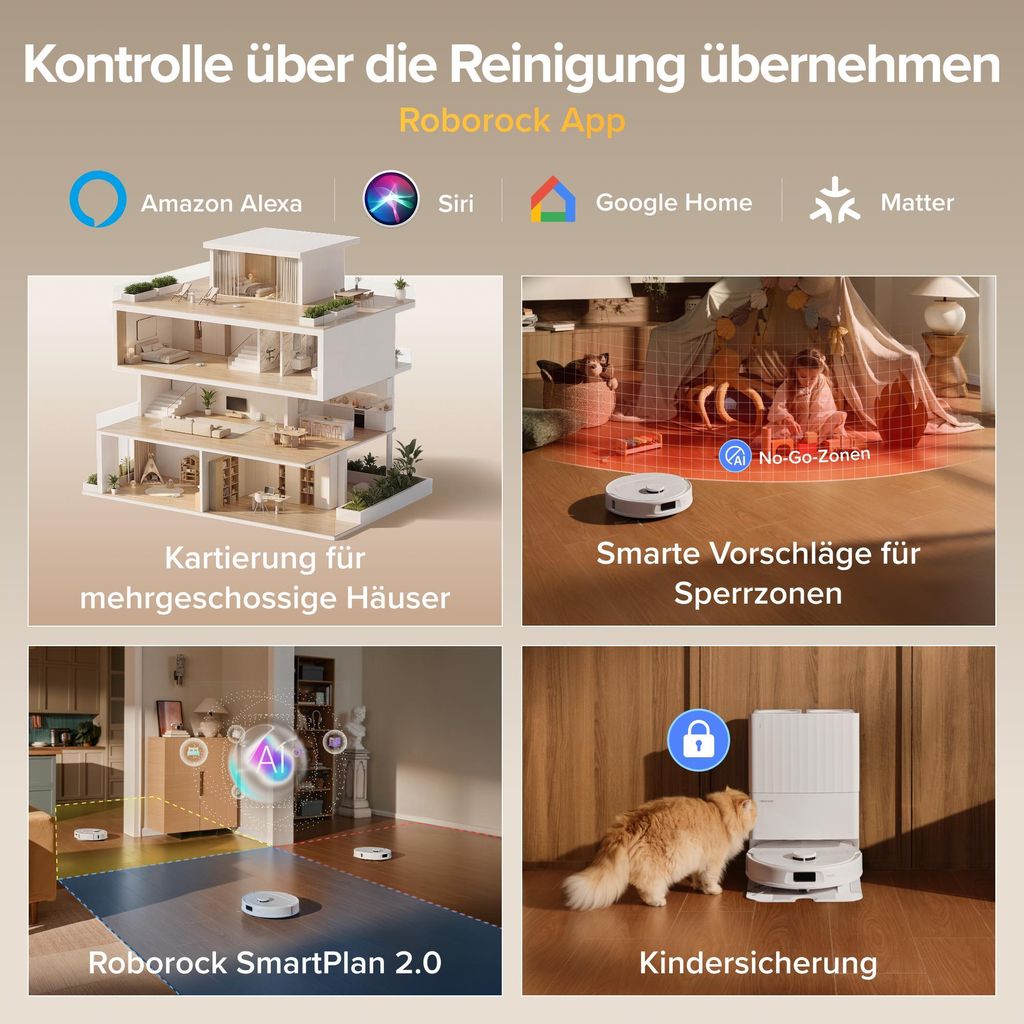 roborock Qrevo S Pro Staubsauger Roboter mit Wischfunktion, 18.500Pa(Upgrade von QV 35A), Anti - Tangle System, 75 °C Heißwasser - Moppwäsche, Weiß