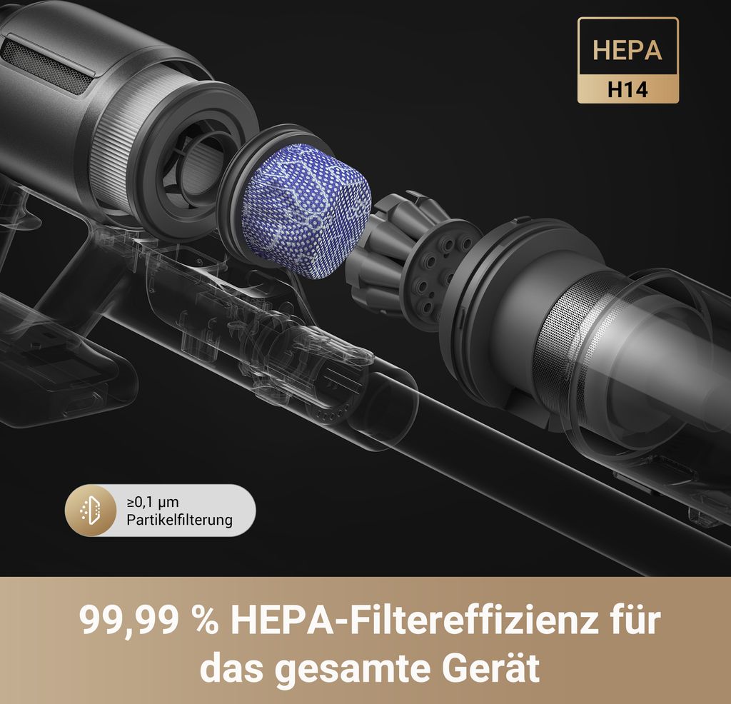 Dreame Z30 Akku - Stabstaubsauger,310AW Kabelloser Handstaubsauger,120K RPM,99%HEPA14 Filter,90Min Laufzeit,Mehrflächen,Kantenreinigung,300m²,UV - Licht