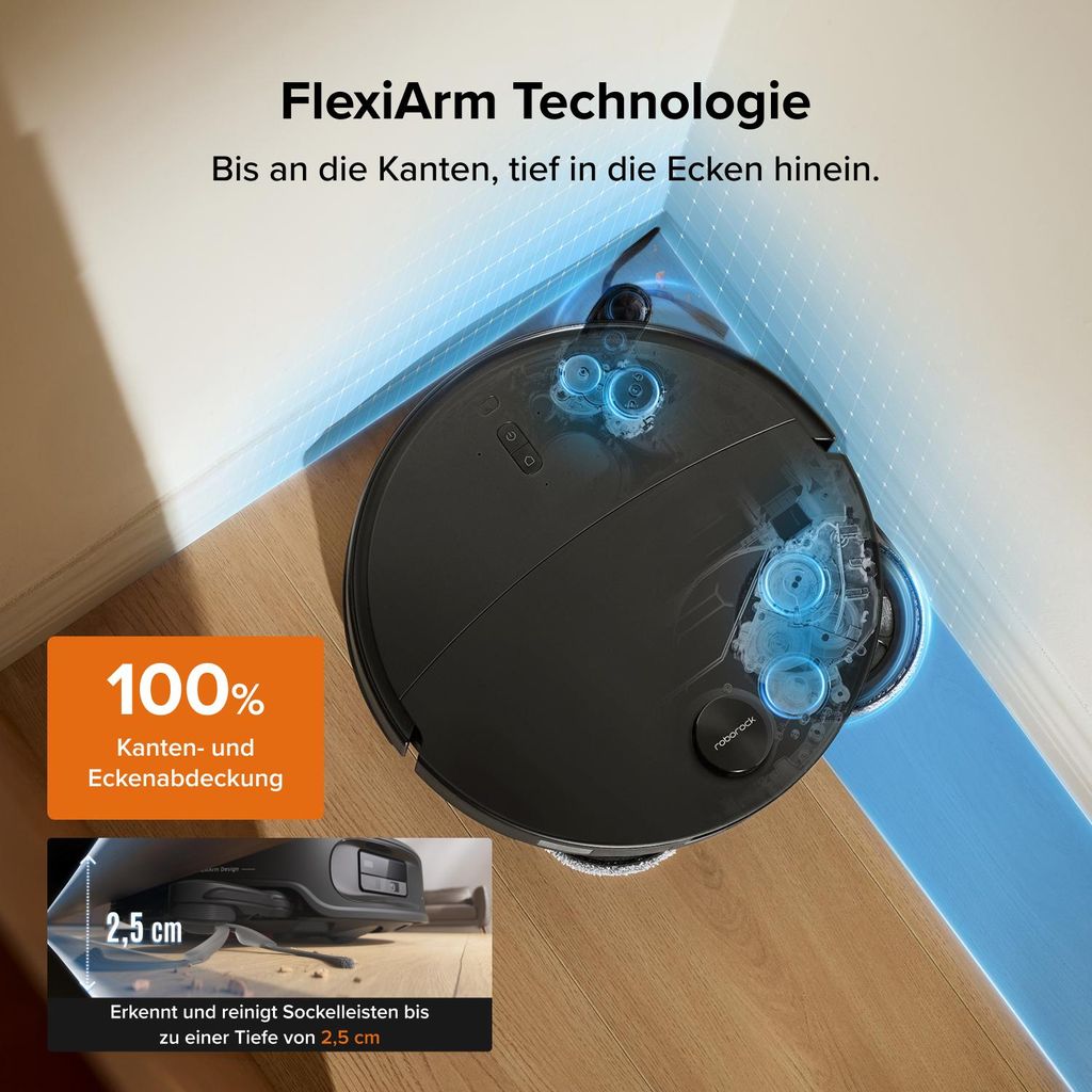 roborock Qrevo Edge 2 Set Staubsauger Roboter, 25.000 Pa Saugroboter mit Wischfunktion, Wischmopp - Hebefunktion, 80 °C Moppwäsche mit heißem Wasser