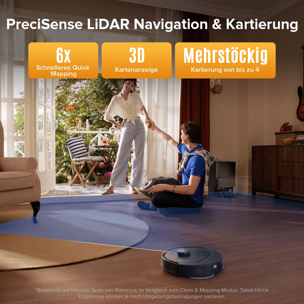 roborock QV 35S Staubsauger Roboter, 10.000Pa Saugroboter (Upgrade von Qrevo Plus), Anti - Tangle - Bürsten, Anhebbare Schleudermopps (Schwarz)