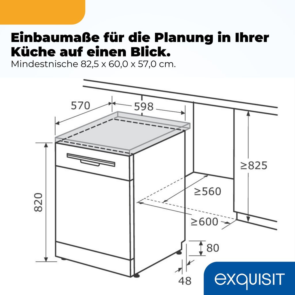 Exquisit Stand - /Unterbau - Geschirrspüler GSP9616 - 450B schwarz