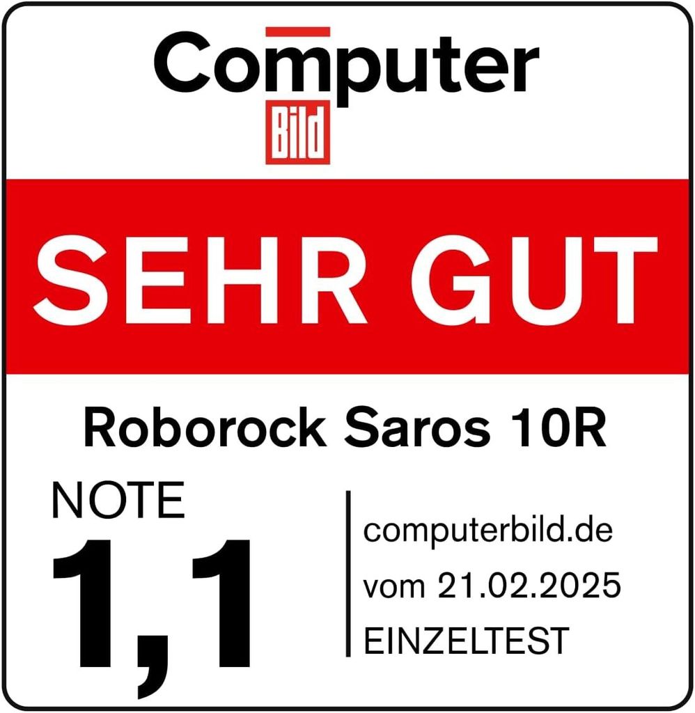 roborock Saros 10R Staubsauger Roboter mit Wischfunktion, 22.000 Pa(Upgrade von S8 MaxV Ultra), 80 °C Heißwasser - Moppwäsche, 7,98cm Slim Design