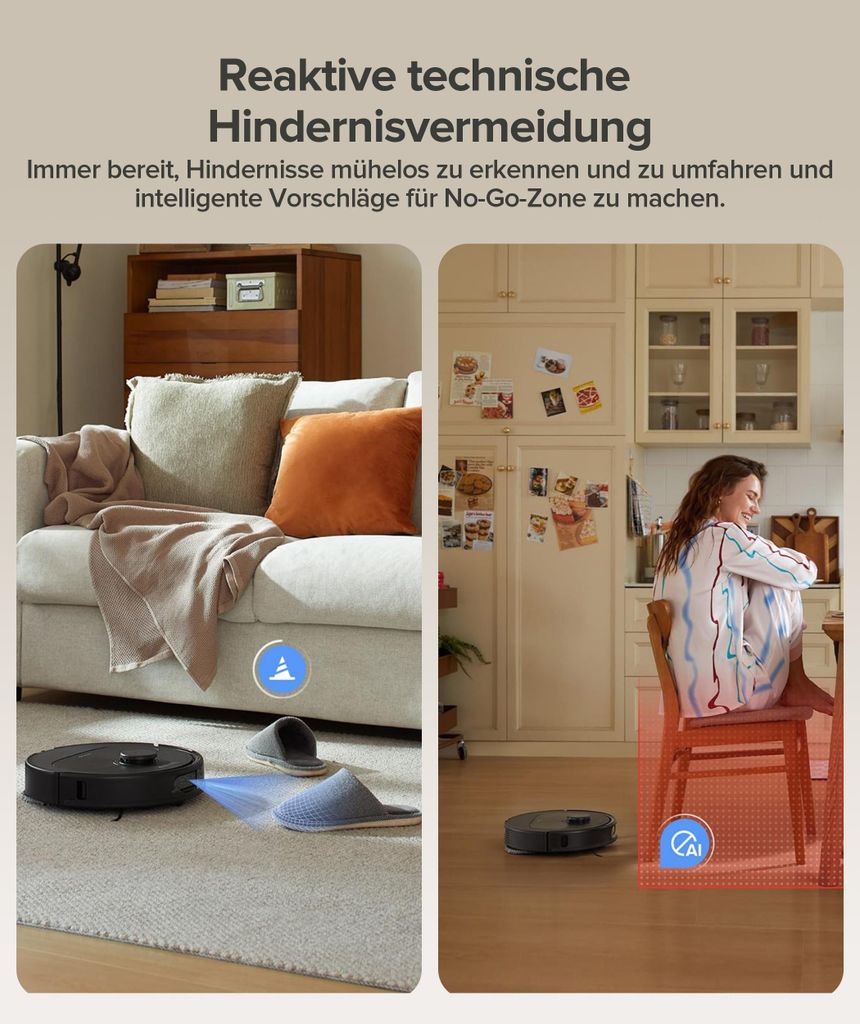 roborock QV 35A Staubsauger Roboter 8.000 Pa (Upgrade von Qrevo Plus),All - in - One Dock,Anti - Verfilzungsbürste, Hebarer Mopp, Reactive Tech,Schwarz