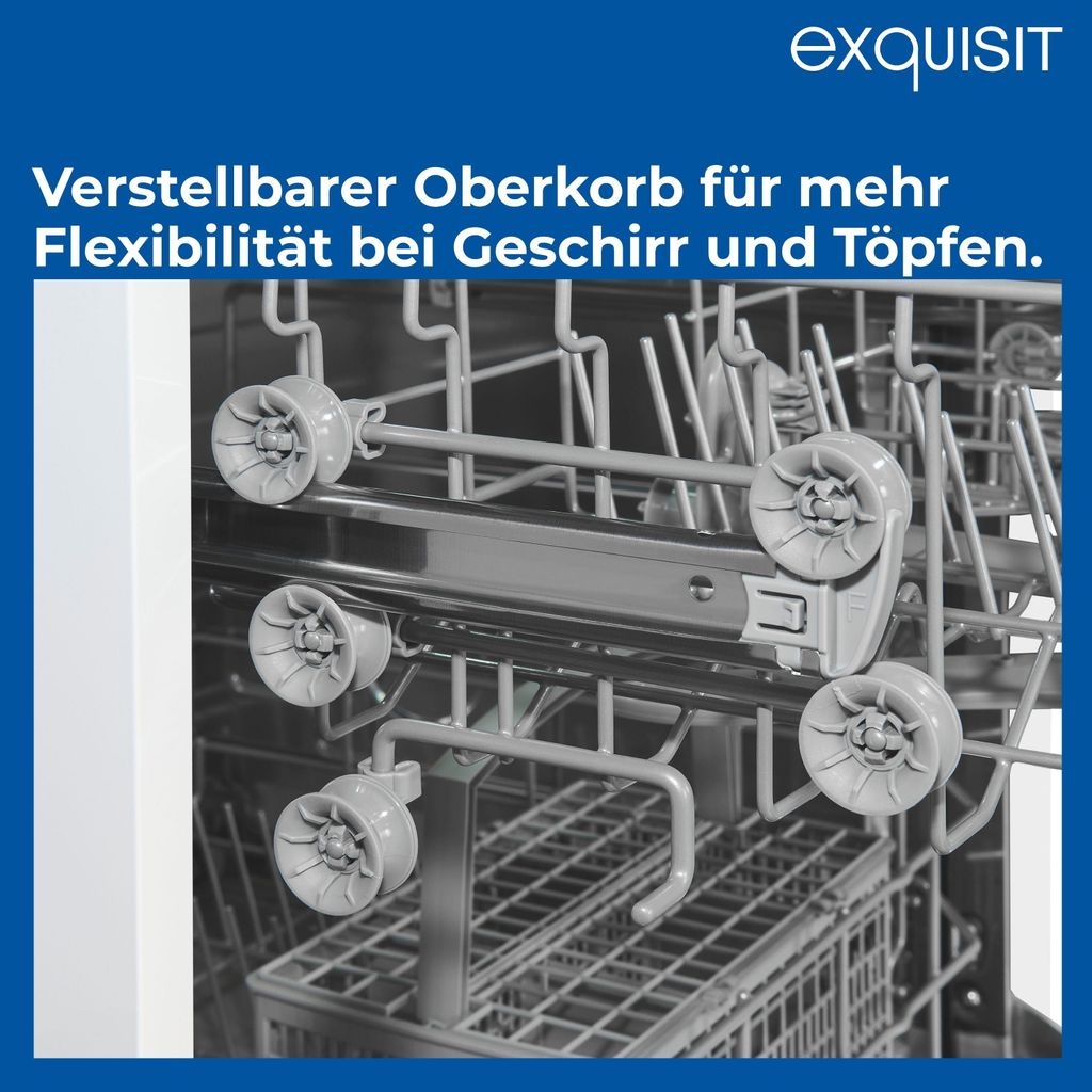 Exquisit Geschirrspüler, 12 Maßgedecke, Stand - /Unterbaugerät, 6 Programme, LED - Anzeige, Auto Door Open, GSP6312 - 030D weiss