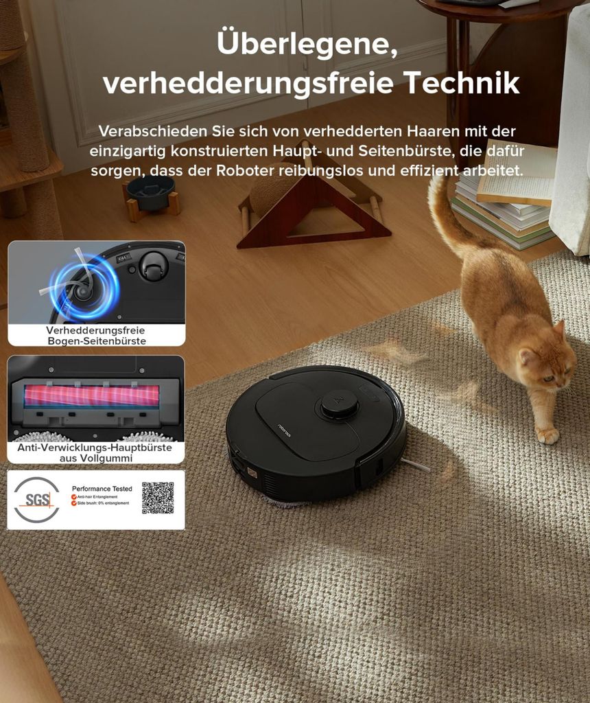 roborock QV 35A Staubsauger Roboter 8.000 Pa (Upgrade von Qrevo Plus),All - in - One Dock,Anti - Verfilzungsbürste, Hebarer Mopp, Reactive Tech,Schwarz
