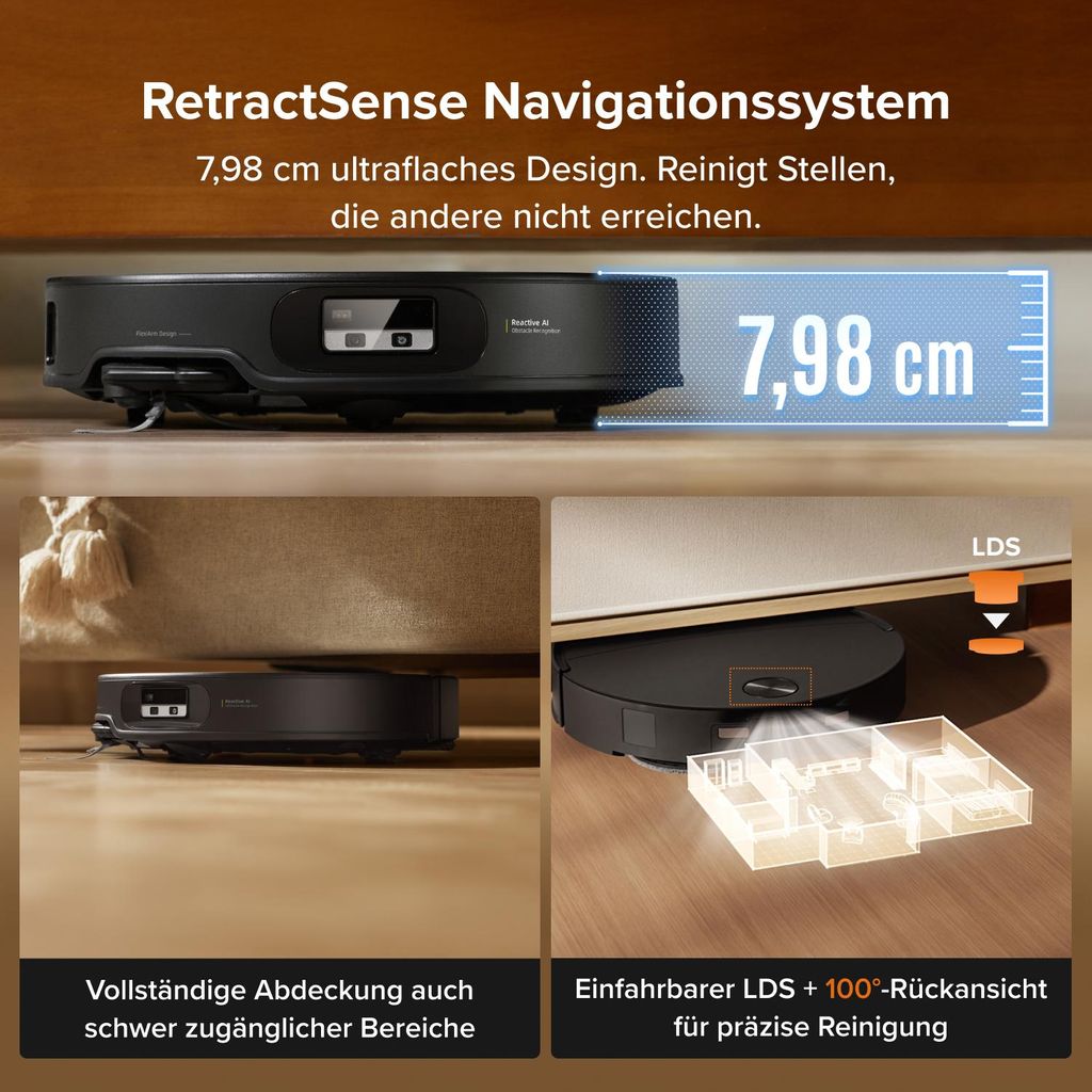 roborock Qrevo Edge 2 Set Staubsauger Roboter, 25.000 Pa Saugroboter mit Wischfunktion, Wischmopp - Hebefunktion, 80 °C Moppwäsche mit heißem Wasser
