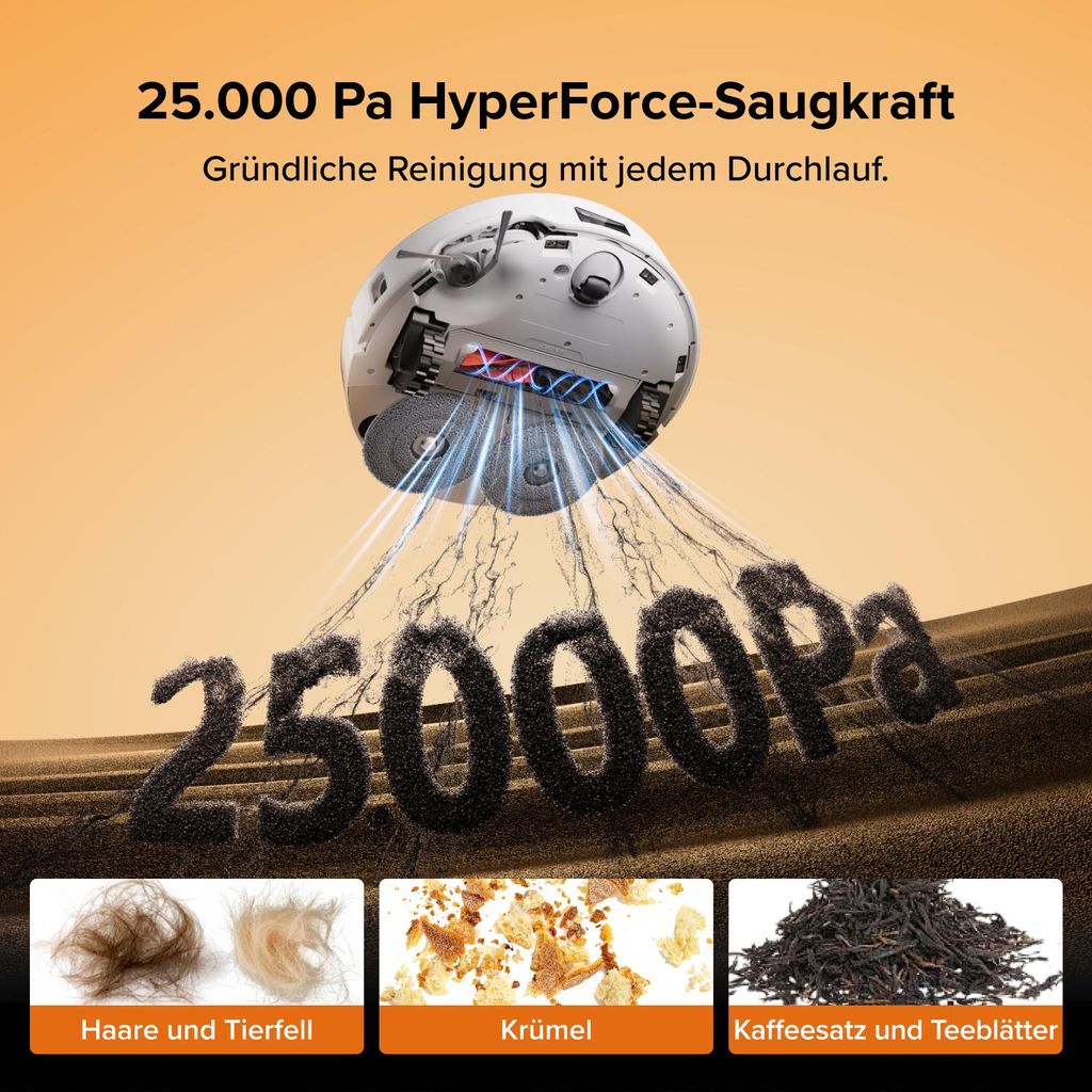 roborock Qrevo Edge 2 Staubsauger Roboter, 25.000 Pa Saugroboter mit Wischfunktion, Wischmopp - Hebefunktion, 80 °C Moppwäsche mit heißem Wasser, Weiß