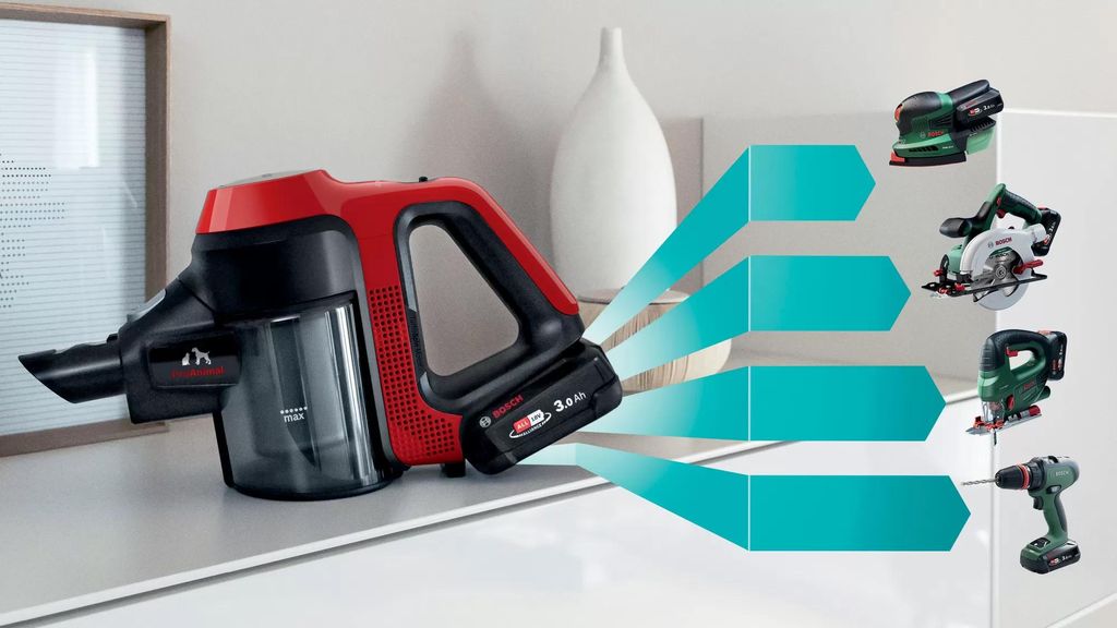 Bosch BBS711ANM Stabstaubsauger/Elektrischer Besen Beutellos 0,3 l Schwarz Rot Edelstahl