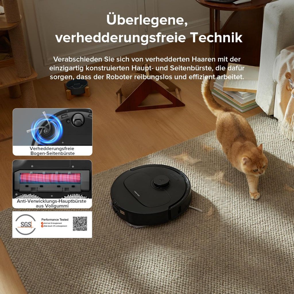roborock QV 35A Staubsauger Roboter mit Wischfunktion&Hebarem Wischmopp 8.000pa (Upgrade von Qrevo/Qrevo Plus),Anti - Verfilzungsbürste, All - in - One Dock