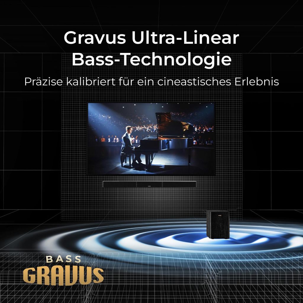 Ultimea Skywave Series 5.1.2 Kanal Dolby Atmos Soundbar, 530 - W Wireless - Surround - Sound - System, 4K - HDR - Pass - Through, HDMI eARC, Bluetooth 5.4