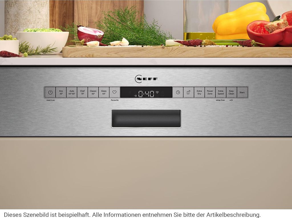 Neff S245ECS15E, Halb integriert, Standardgröße (60 cm), Gebürsteter Stahl, Edelstahl, Tasten, 1,75 m