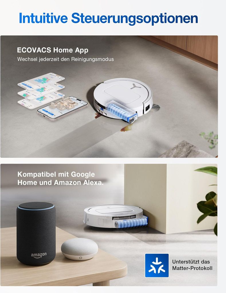 Ecovacs Deebot T80 Omni, Beutellos, Weiß, Rund, Staubbeutel, 65 dB, 3 l