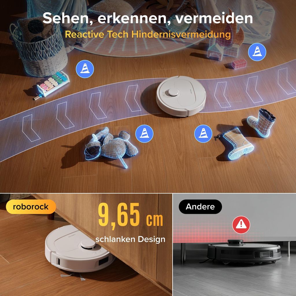 roborock Qrevo S Pro Staubsauger Roboter mit Wischfunktion, 18.500Pa(Upgrade von QV 35A), Anti - Tangle System, 75 °C Heißwasser - Moppwäsche, Weiß