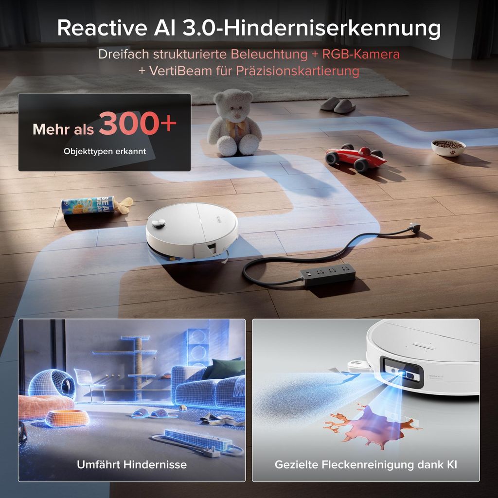 roborock Saros 20 Sonic Staubsauger Roboter, 36.000 Pa Saugroboter mit Wischfunktion, Dual Anti - Tangle System, 7,98cm Ultra - Slim Design (Weiß)