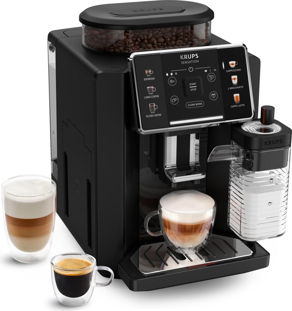 Krups EA9128D, Espressomaschine, Kaffeebohnen, Eingebautes Mahlwerk, Schwarz