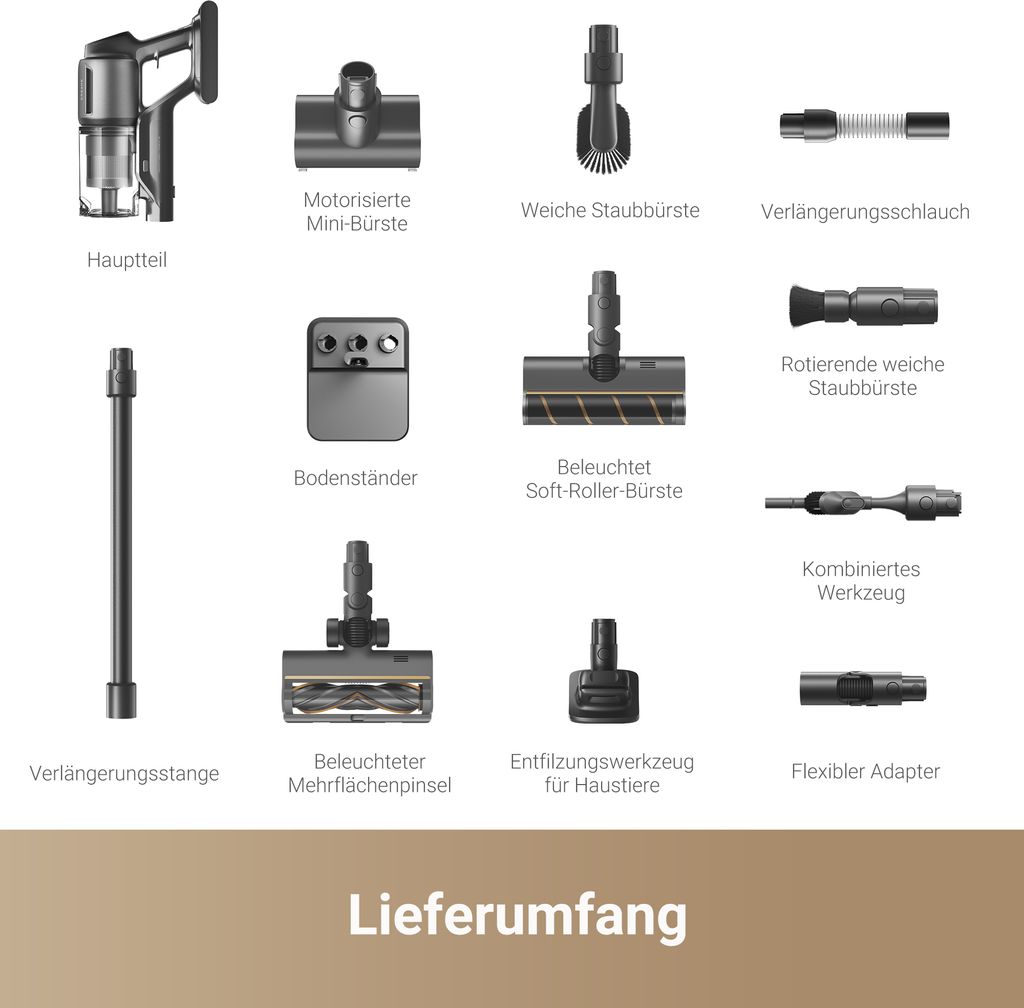 Dreame Z30 Akku - Stabstaubsauger,310AW Kabelloser Handstaubsauger,120K RPM,99%HEPA14 Filter,90Min Laufzeit,Mehrflächen,Kantenreinigung,300m²,UV - Licht