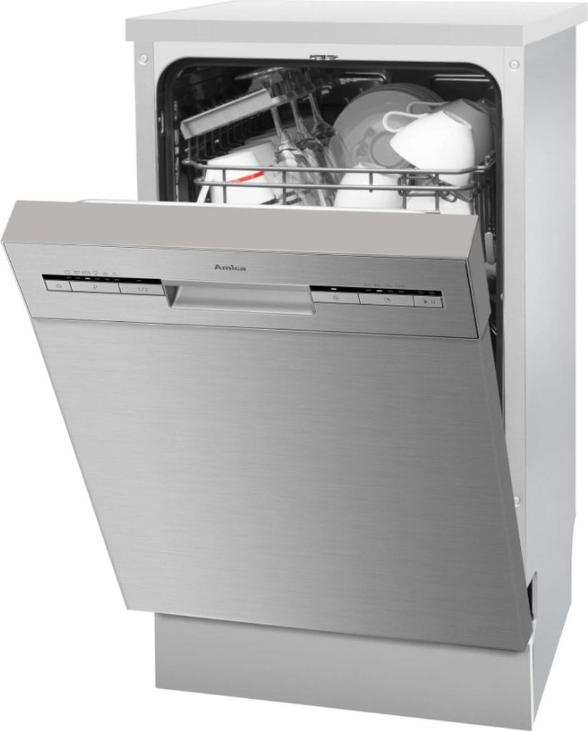 Amica EGSPU 500 911 E, Halb integriert, Single (45 cm breit), Edelstahl, Edelstahl, Tasten, LED