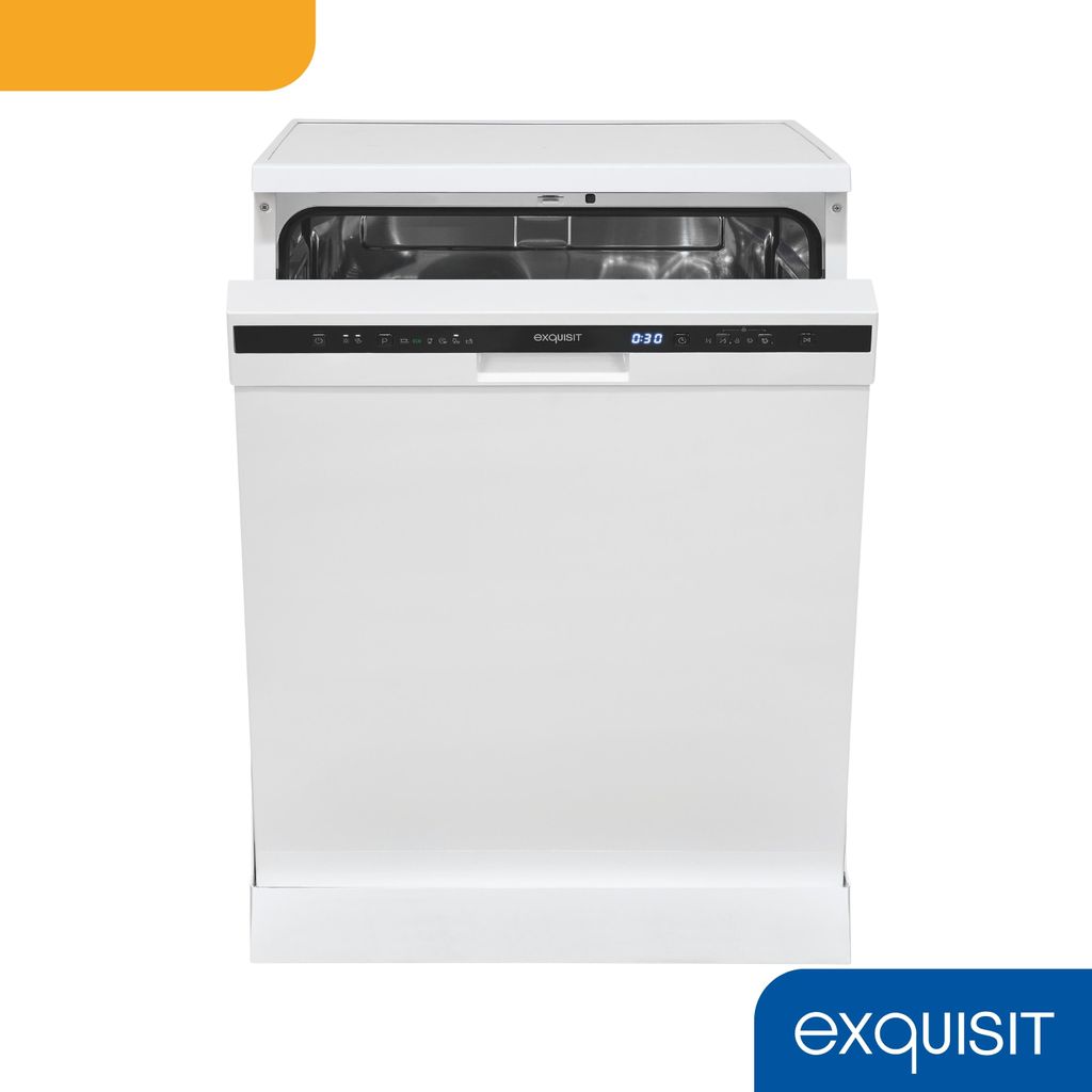 Exquisit Geschirrspüler 60 cm, Unterbaufähig, 12 Maßgedecke, 11 Liter, Startzeitvorwahl, LED - Display, GSP6312 - 030E weiss