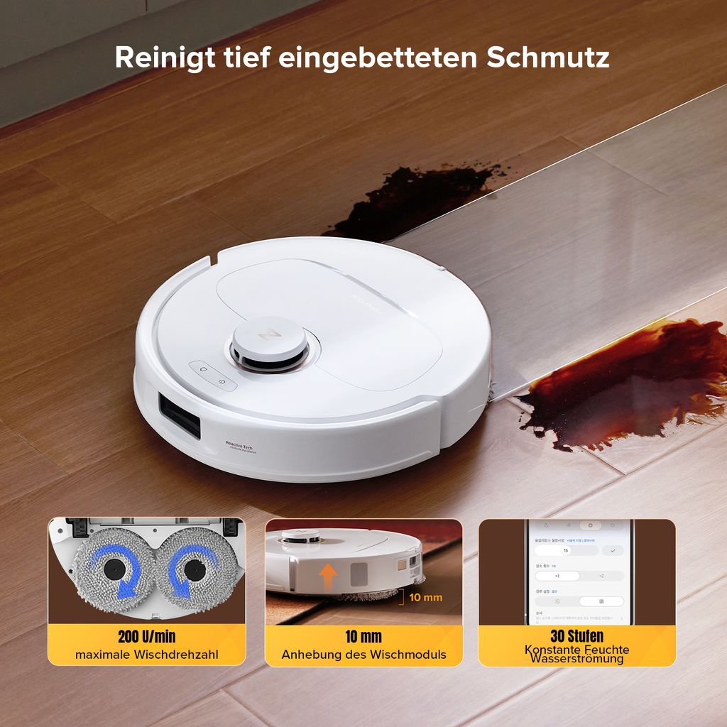roborock Qrevo S5V Saugroboter mit Wischfunktion, 12.000Pa, Zero - Tangle System, Warmlufttrocknung, Multifunktions - Dockingstation (Weiß)